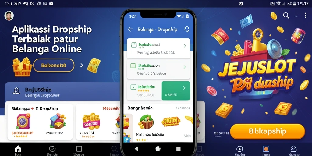 Antarmuka pengguna aplikasi JEJUSLOT untuk pengalaman dropship yang mudah.