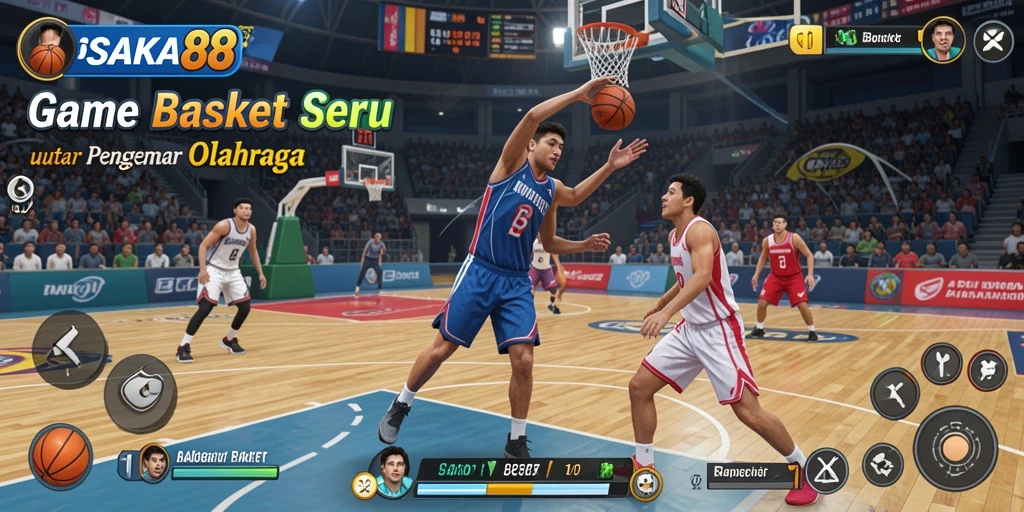 Tampilan antarmuka OSAKA88 yang menarik saat bermain basket.
