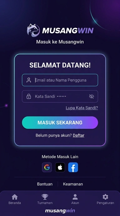 Tampilan halaman login musangwin